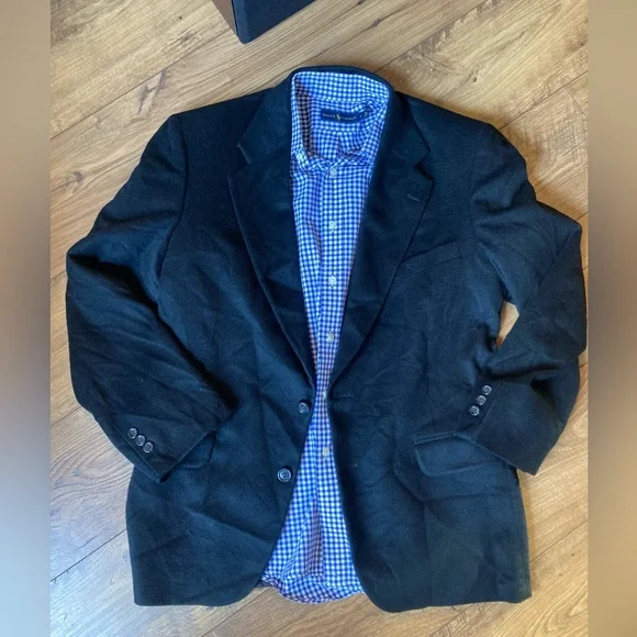NWOT Vintage 100% Cashmere Black Blazer- Size 41/42